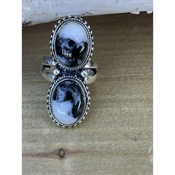 White Buffalo Sterling Silver Turquoise Statement Ring Size 6-SW Native Style - Picture 6 of 8